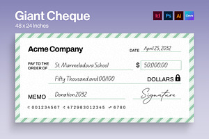 Giant Check Template, a Stationery Template by BrandPacks