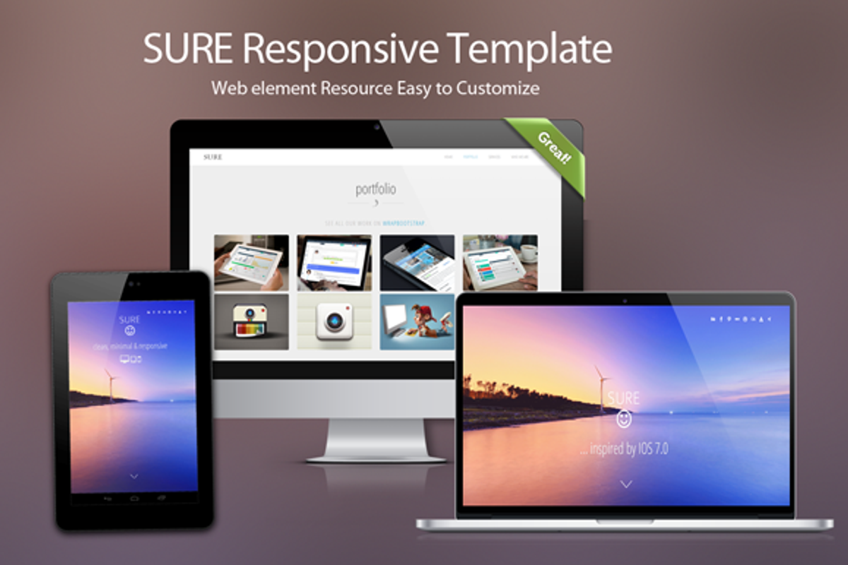Sure : Responsive theme for startups, a Websites & App Template by uExel Web Design Shop