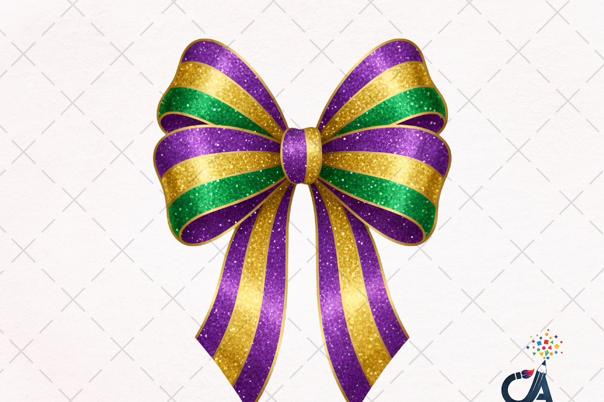 Mardi Gras Bow Sublimation PNG, an Illustration by Creative Art (Photo 1 of 6)