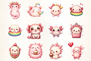 Cute Cartoon Axolotl Clipart, an Illustration by CrexoraLab (Thumbnail 3 of 5)