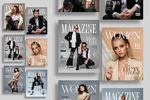 Fashion Magazine 6 Cover Layout Set, a Magazine Template by Xtrahive