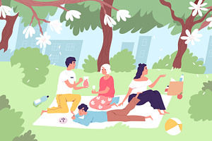 Family picnic in the city park, a Seasonal Illustration by Good Studio