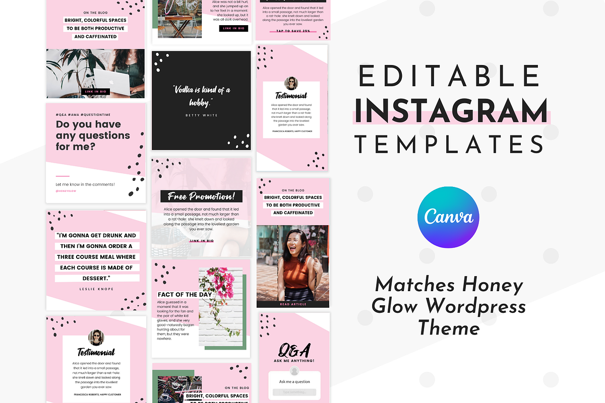 Instagram Template Pink Canva Pack, a Social Media Template by ltsdesigns (Photo 1 of 4)