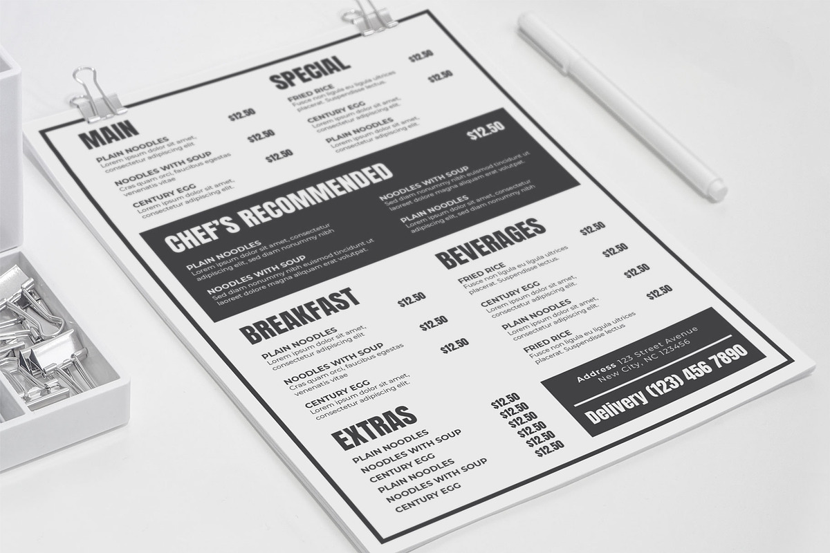 Simple Menu Template Set
