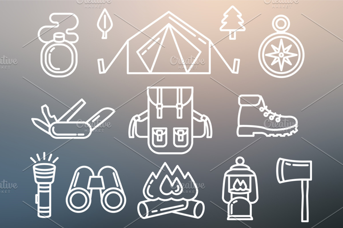 Camping Set Outlined & Colored preview 4