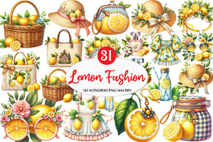Lemon Clipart Summer Fashion Cottage, an Illustration by Watercolor design