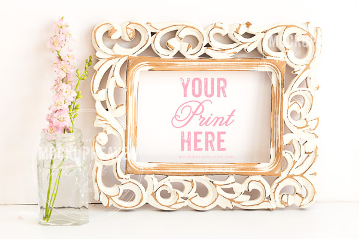 SETOF2 Vintage White Frame Mockup #2, a Print Template by MockUpHeaven (Photo 2 of 2)