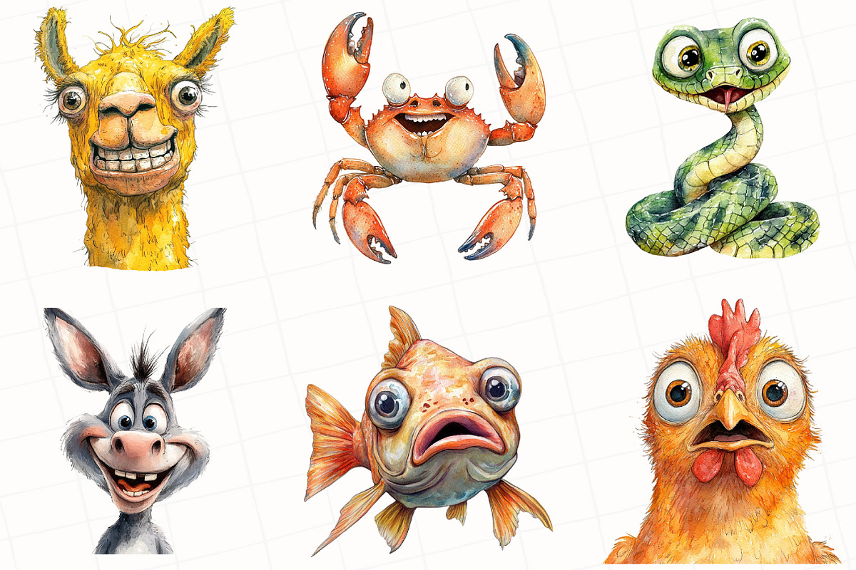 Watercolor Quirky Animals Clipart, an Illustration by OK Design (Photo 5 of 5)