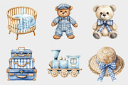 Watercolor Blue Teddy Bear Clipart, a Seasonal Illustration by Design Market (Thumbnail 5 of 5)