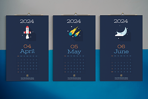 Kids Space Wall Calendar 2024