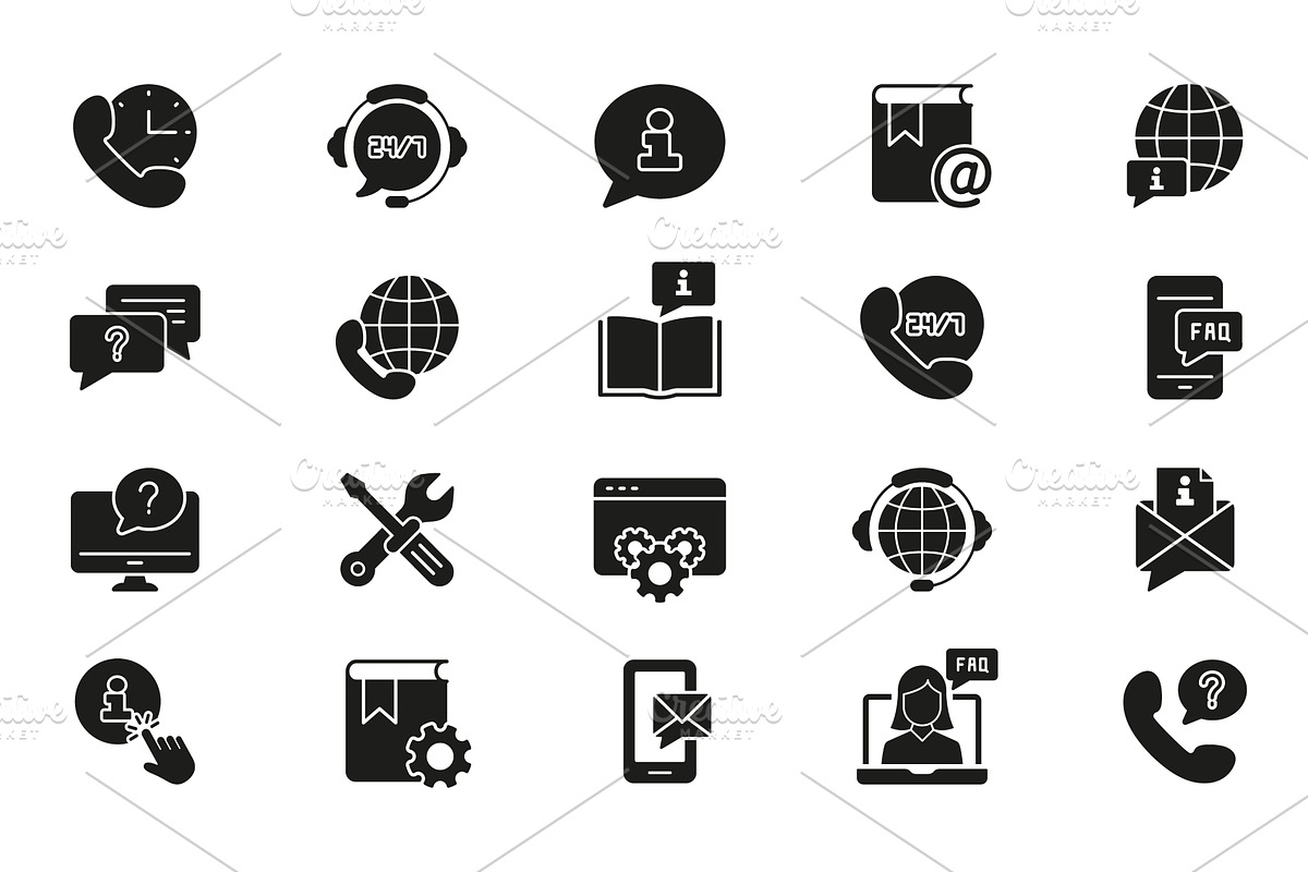 Customer Support Services Icons, an Object Illustration by Vector Creator