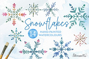 Snowflakes Watercolour Set Clipart, an Object Illustration by Bloomella (Thumbnail 1 of 6)