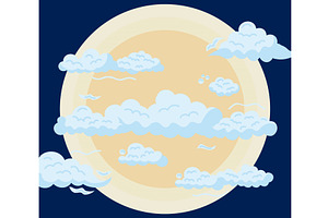 clouds and fullmoon scene, an Illustration by studiogstock