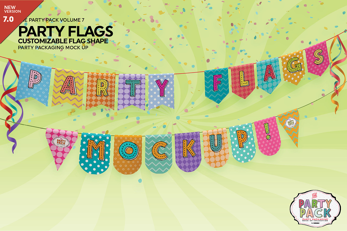 Party Flags CustomizableShape Mockup, a Packaging Mockup by INCDesign (Photo 1 of 7)