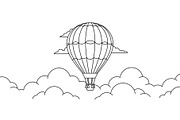 Hot Air Balloon Cloud Line Art bundl, an Illustration by Designer_Momina (Thumbnail 39 of 51)