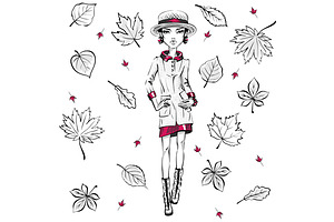 Vector Autumn Fashion Girl