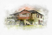 House Watercolor Painting, an Action Add-On by Photoshop Action (Thumbnail 10 of 12)