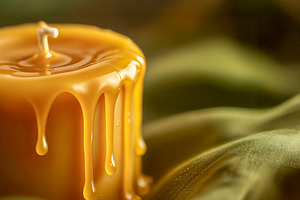 Macro of a melting beeswax candle, a Photo by rarrarorro