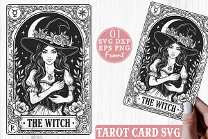 The Witch Tarot Card SVG, a Seasonal Illustration by Rose Art
