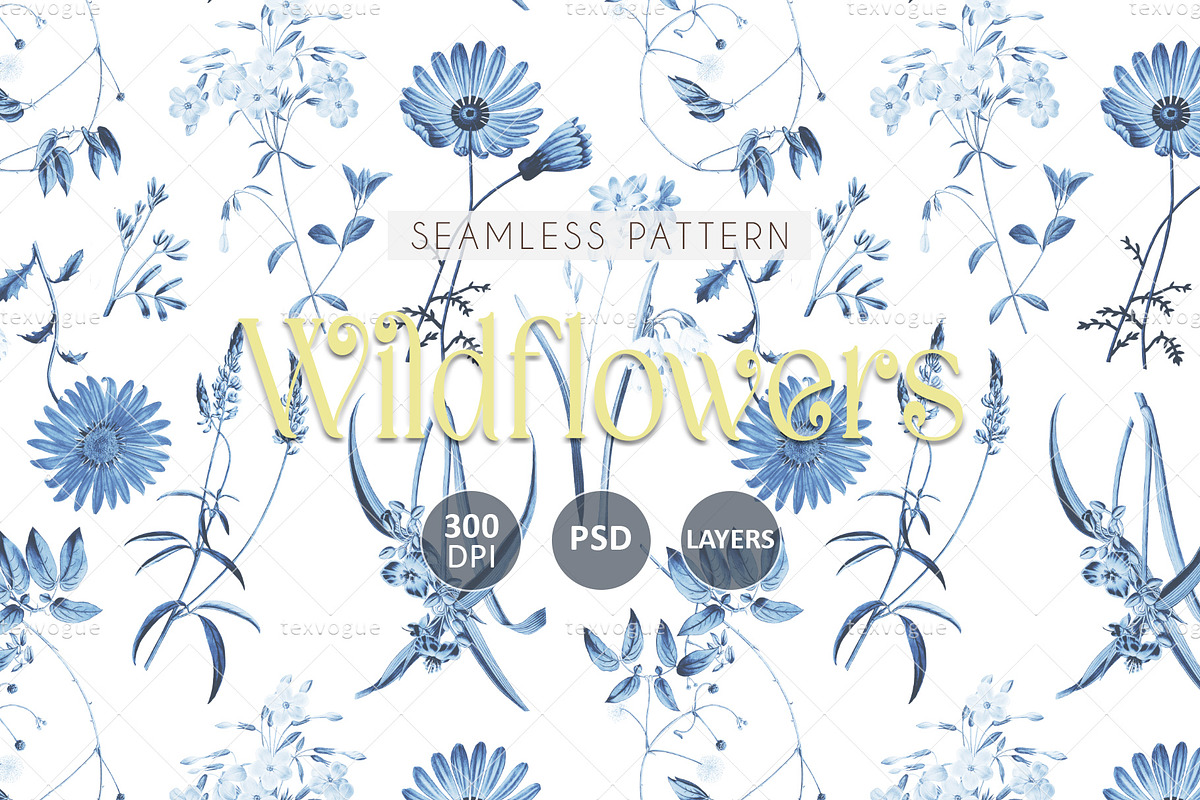Botanical Wildflower Seamless Print, a Pattern Graphic by texvogue (Photo 1 of 12)