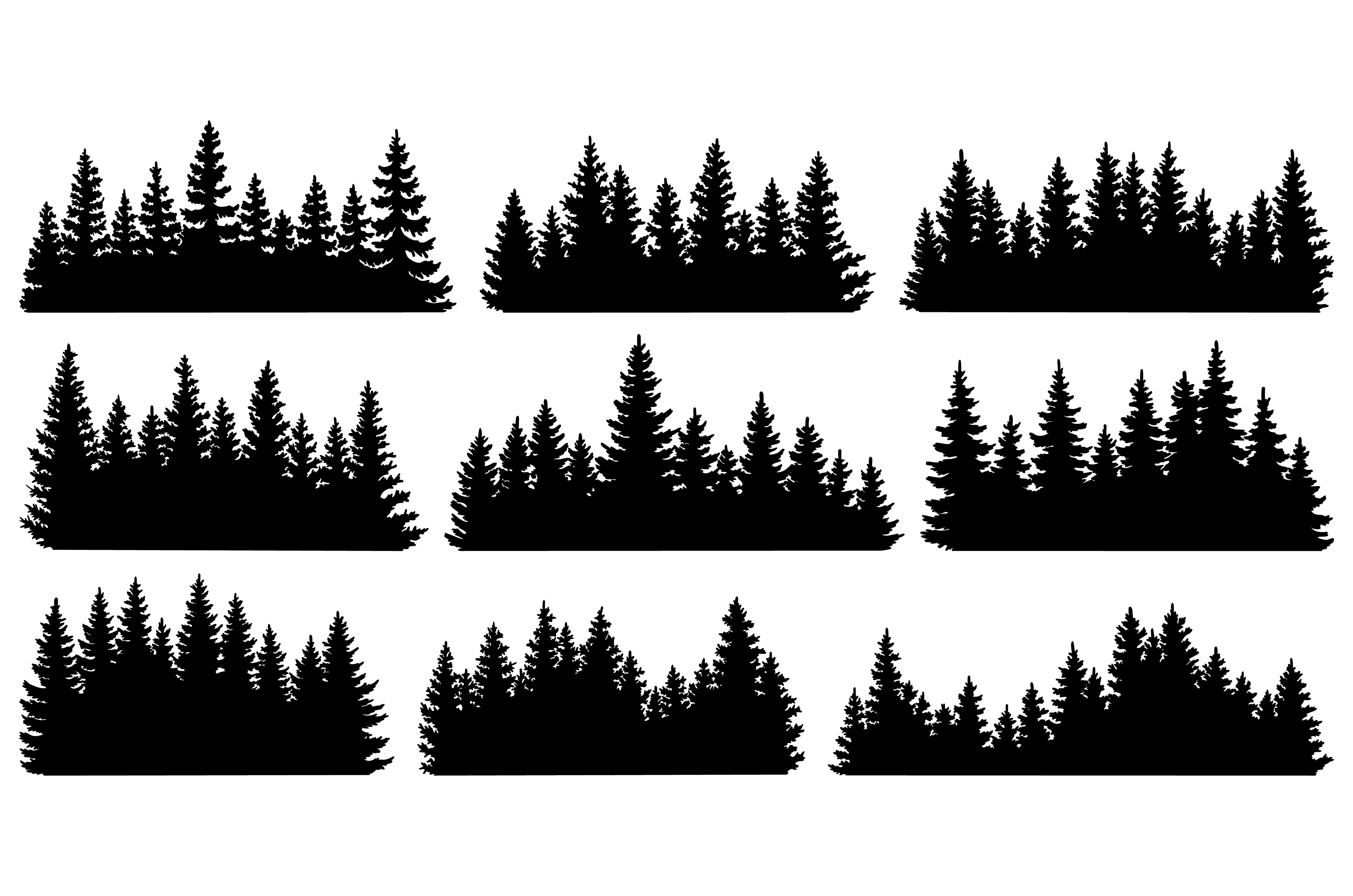 Fir trees silhouettes | Illustrations ~ Creative Market