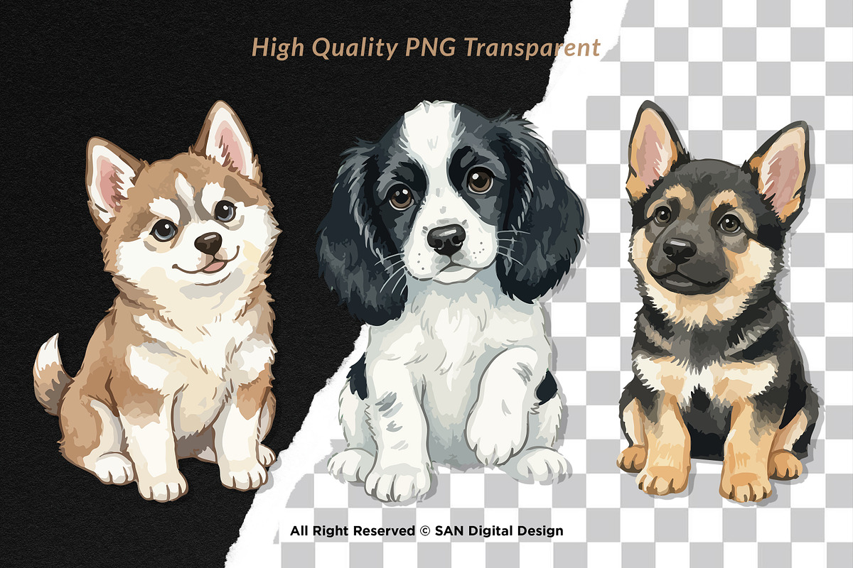 15 Bundle Watercolor Puppy Dog Baby, an Animal Illustration by Morspective (Photo 2 of 8)