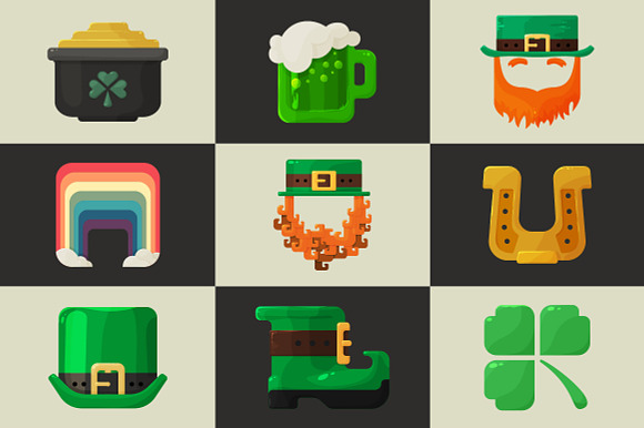 Set Of Shiny Flat St. Patricks Day