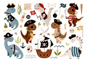 Dinosaurs Pirates Clipart, an Animal Illustration by JulzaArt (Thumbnail 2 of 6)