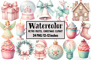Retro Pastel Christmas Clipart, an Illustration by Design Market (Thumbnail 1 of 5)