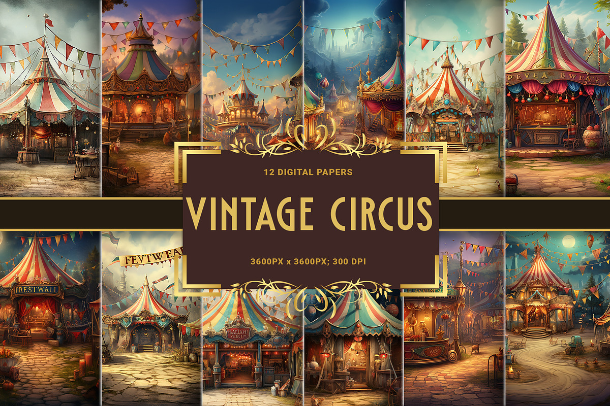 Vintage Circus | Digital Papers, a Background Graphic by Fun Digital (Photo 1 of 3)