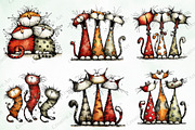Whimsical Christmas Cats Clipart, an Illustration by Creative Art (Thumbnail 6 of 13)