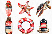 Watercolor Beach Clipart, an Illustration by Craft Nest (Thumbnail 2 of 6)