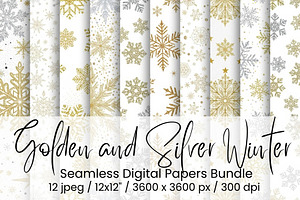 Golden and Silver Winter Seamless