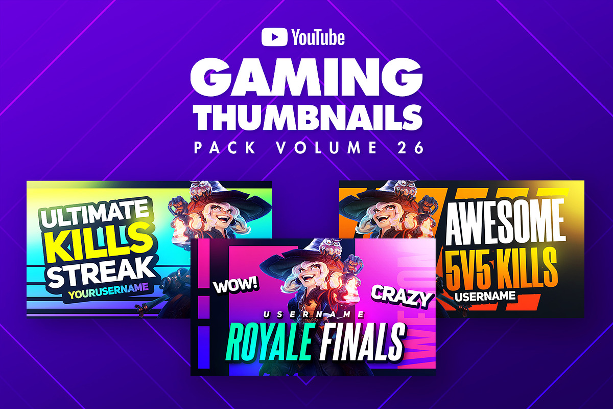 Gaming Youtube Thumbnails Pack 26, a Social Media Template by Odin_Design
