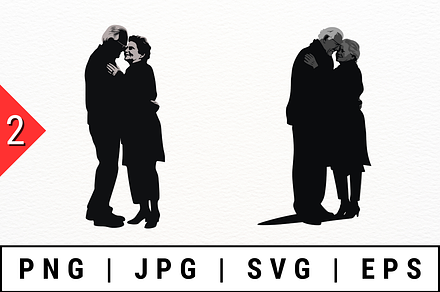Elderly Couple Silhouettes