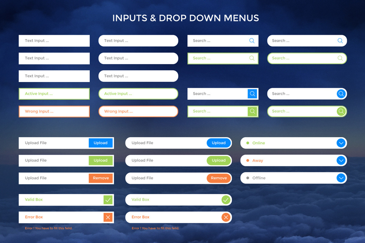 Cloudy Retina Web UI Kit, an UI Kit Template by Cosmic Motive (Photo 4 of 5)
