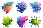 pastel watercolor splash clipart, an Illustration by Designworld (Thumbnail 2 of 5)