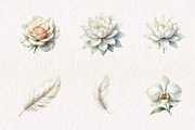 White Birds Flowers Feathers, a Seasonal Illustration by CreationArt (Thumbnail 3 of 7)