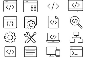 Vector illustration of line icons, a Technology Illustration by ZinetroN