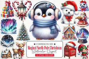 Magical North Pole Christmas Clipart, an Illustration by RobertsArt