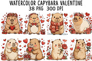 Watercolor Capybara Valentine Clipar, an Illustration by CraftArtStudio (Thumbnail 1 of 6)