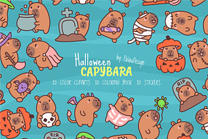 Halloween Capybara Clipart