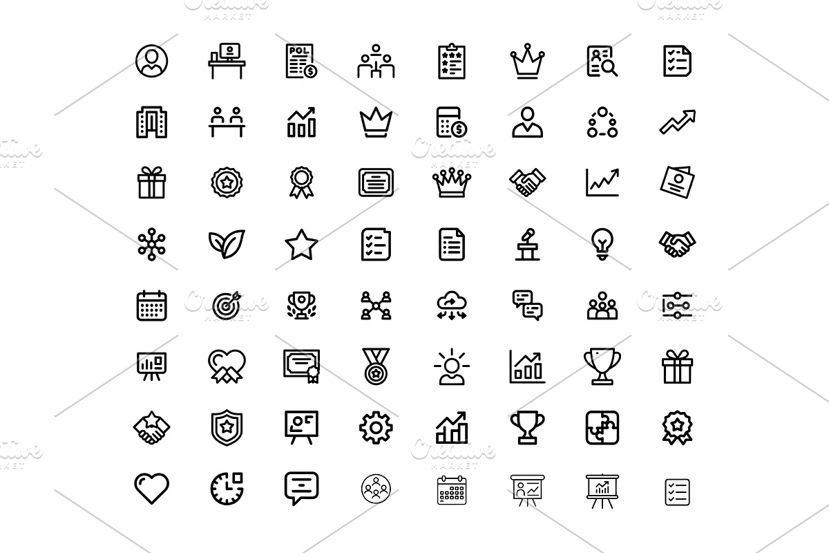HR, Teamwork & Workplace Line Icons, an Outline Icon by gstudiovect21 (Photo 5 of 5)