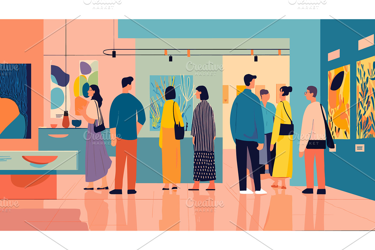 People exhibition museum. Crowded, a Person Illustration by Stock-Smart-Start