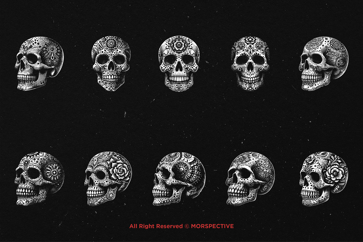 10 Bundle Dark Art Sugar Skull Death, an Illustration by Morspective (Photo 6 of 7)