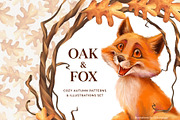 Cozy Autumn Fox & Oak Leaf, an Animal Illustration by Gribanessa (Thumbnail 1 of 11)