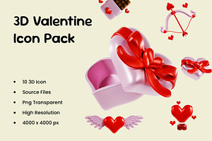 3D Valentine Icon Pack, an Object 3D Model by Boril Std