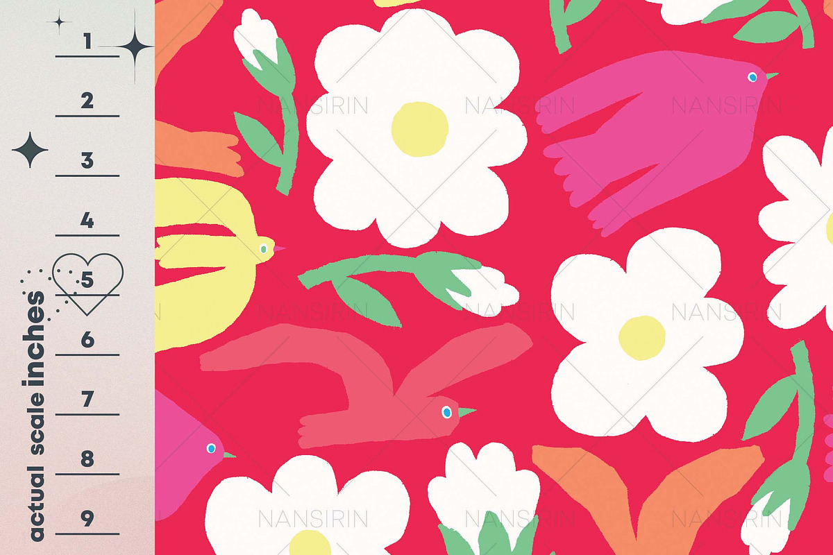Bird and Daisy Seamless Pattern Set, a Pattern Graphic by Nansirins Studio (Photo 7 of 9)