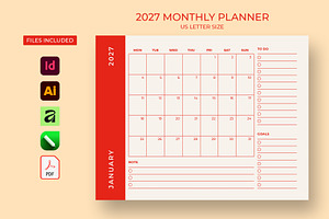 2027 Monthly Goal Planner LetterSize