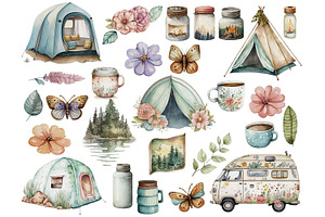 Glamping Camping Clipart Collection